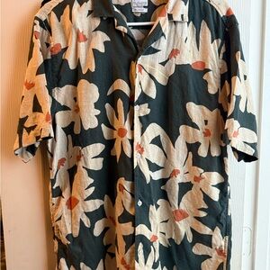 Zara Black and Cream Floral Men's Shirt